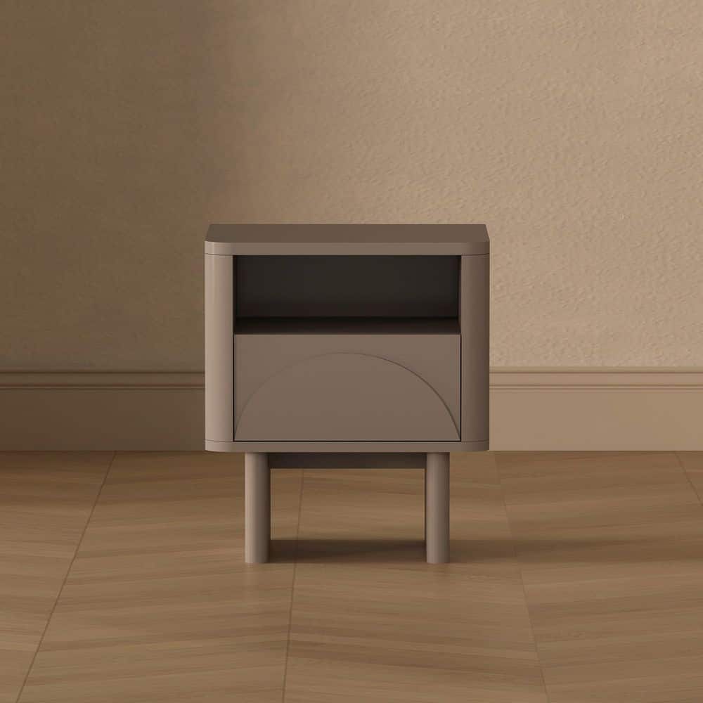Ella Modern Mocha 1-Drawer 19.7 in. W Nightstand