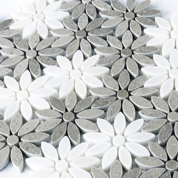 Apollo Tile Eastern Brown and White 10.7 in. x 12 in. Floral