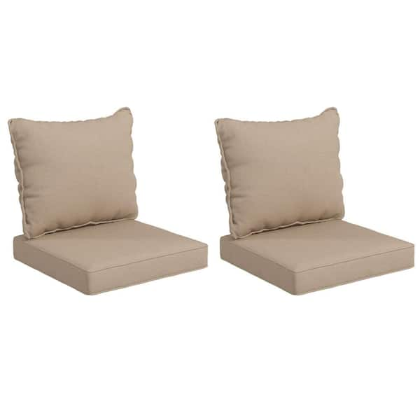 Outsunny 4 Piece Patio Chair Cushion and Back Pillow Set Seat Replacement Patio Beige 84G 195V00BG The Home Depot