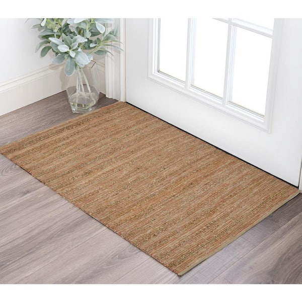 3 ft. x 5 ft. Blue Red Jute Striped Flatweave Handmade Area Rug