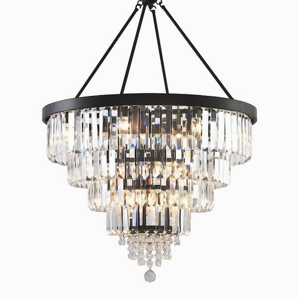 Kira Home Evangeline 60-Watt 17-Light Black Modern Chandelier, No Bulb Included