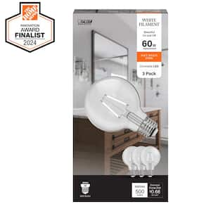 60-Watt Equivalent G25 Globe Dimmable White Filament Clear Glass E26 LED Vintage Edison LIght Bulb, Soft White (3-Pack)