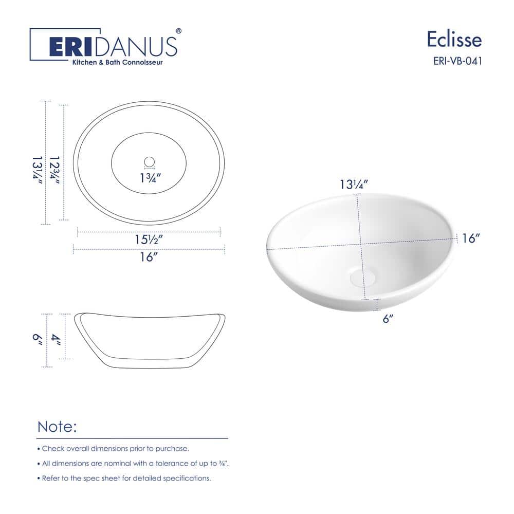 White Polished Ceramic Oval Above-Counter Vessel Sink
