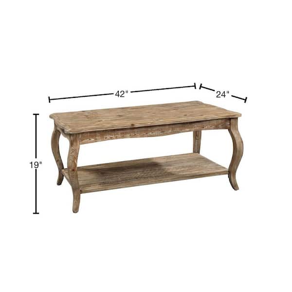 Alaterre Furniture - 42 in. Driftwood Large Rectangle Wood Coffee Table with Shelf