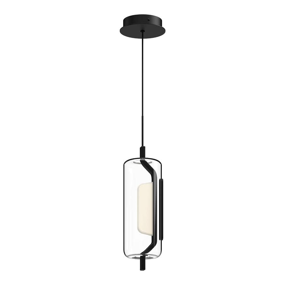 KUZCO Hilo 5 in. 1 Light 11-Watt Black Integrated LED Pendant Light ...