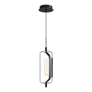 Hilo 5 in. 1 Light 11-Watt Black Integrated LED Pendant Light