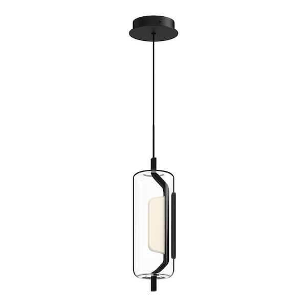 KUZCO Hilo 5 in. 1 Light 11-Watt Black Integrated LED Pendant Light