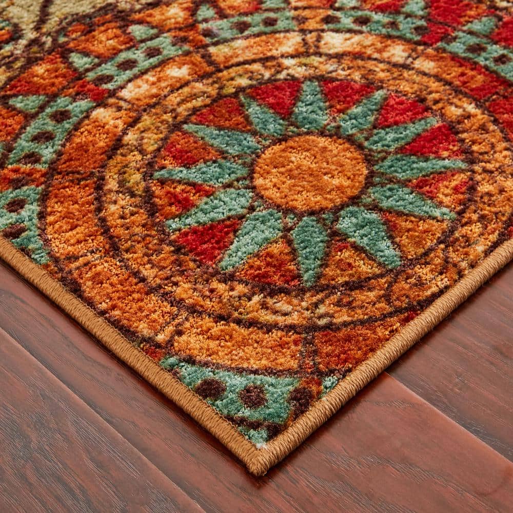 Eclectic Bohemian Medallion Multi-Color Synthetic Area Rug