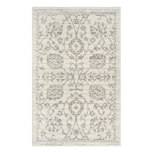 Nizza Collection Vase Ivory 3 ft. x 4 ft. Traditional Scatter Rug