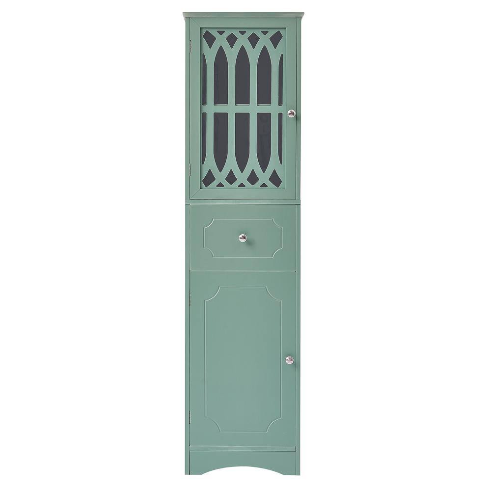 Modern 16.5 in. W x 14.2 in. D x 63.8 in. H Green Linen Cabinet Tall and Wi
