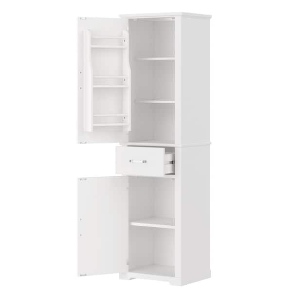 40 in. W x 15.8 in. D x 72.1 in. H White Linen Cabinet with Four Different Size Doors and Adjustable Shelf（2-Piece)