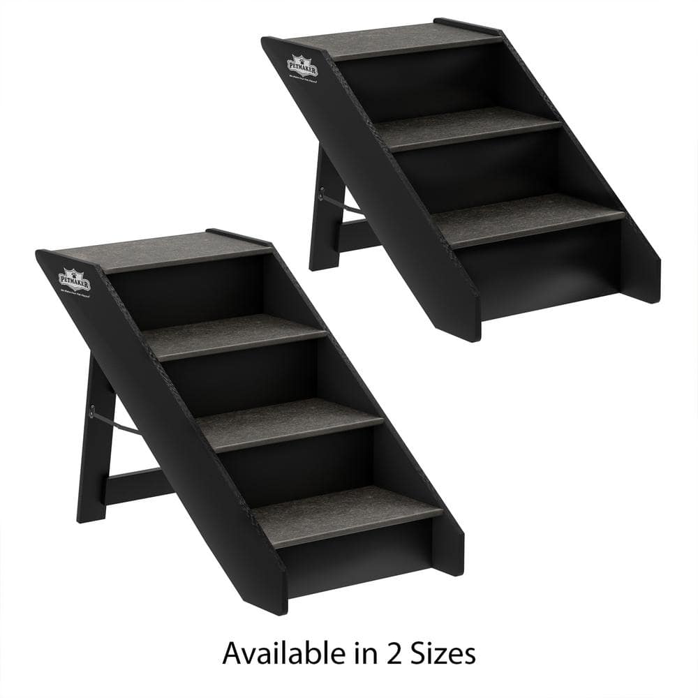 Brown 4-Step Folding Pet Stairs with Carpeted Steps