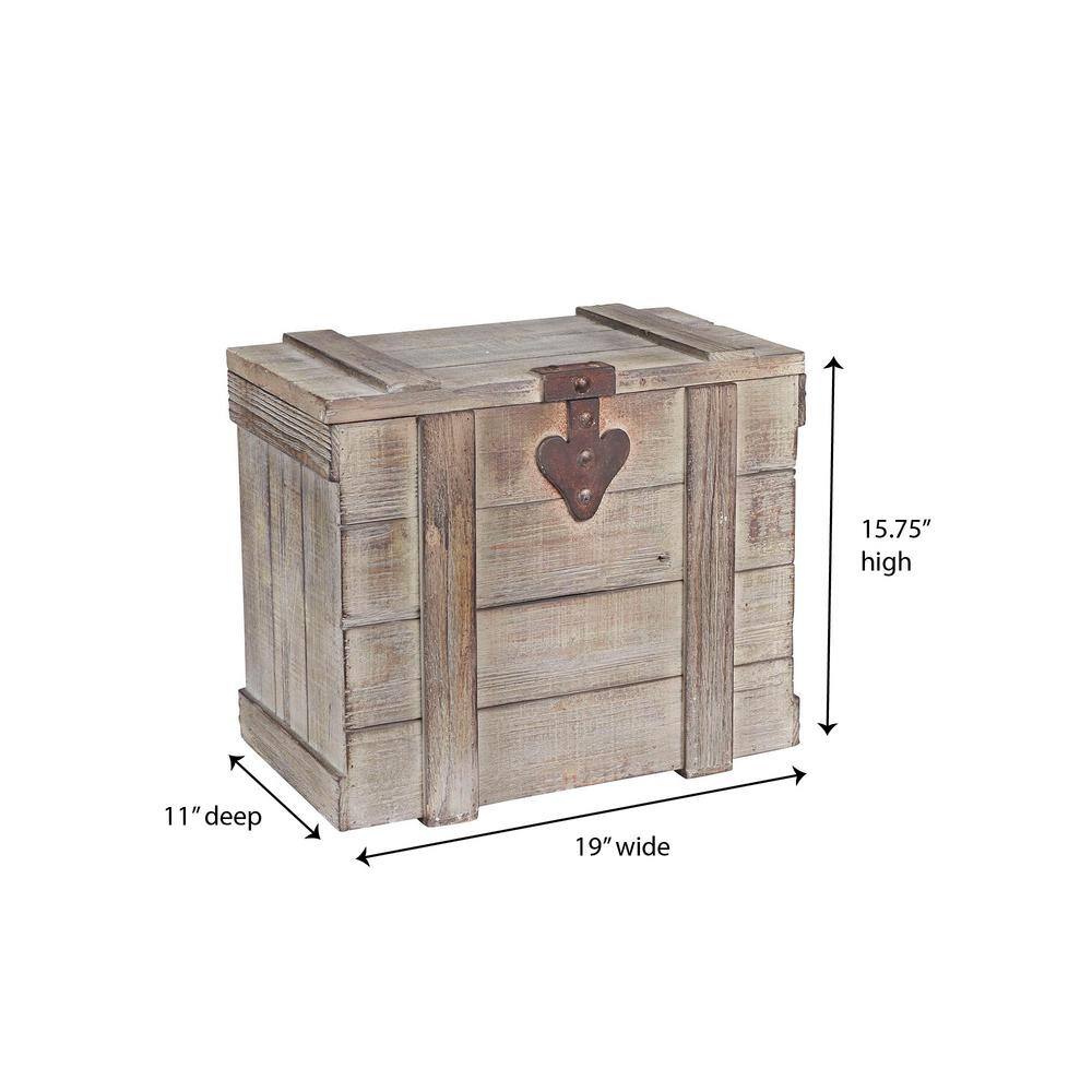 Small Antiqued Gray Wooden Decorative Storage Trunk