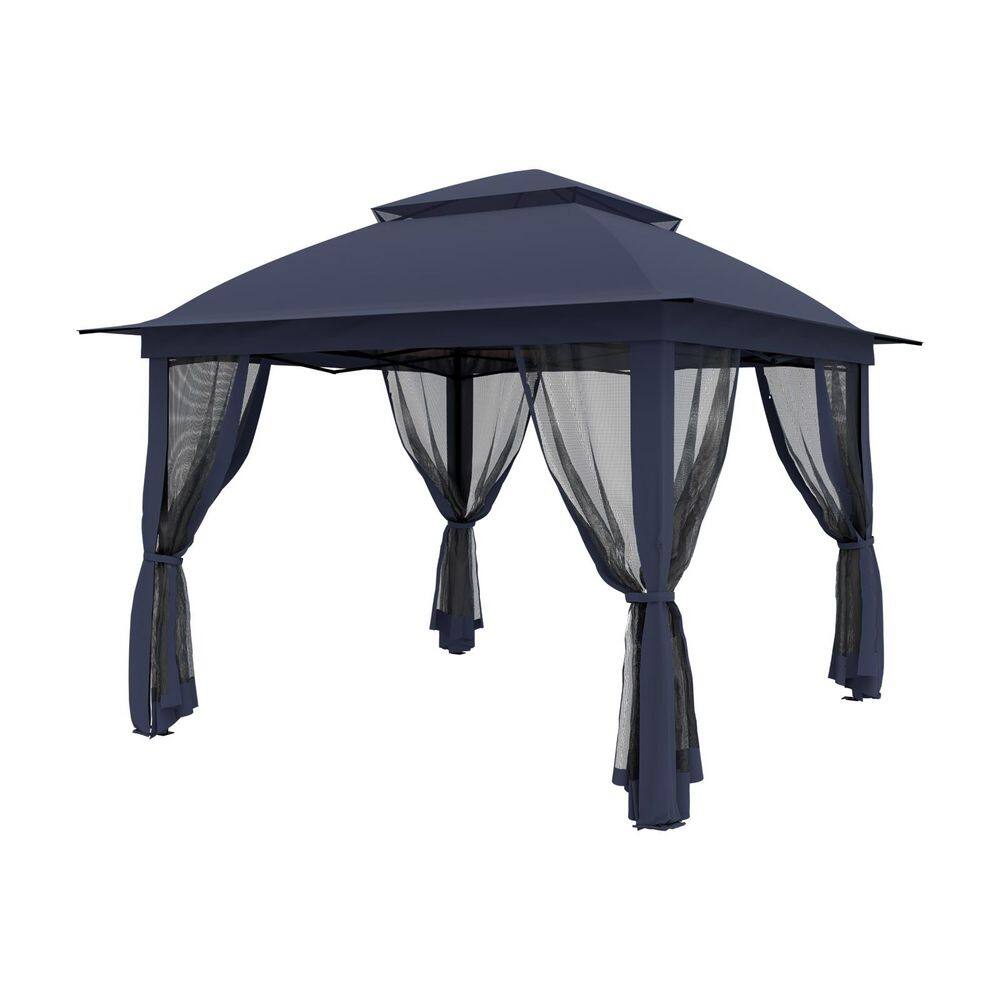 11 ft. x 11 ft. Outdoor Instant Canopy Shelter Tent with Mosquito Netting and Metal Frame Storage Bag, Blue price history on PriceWatchPro