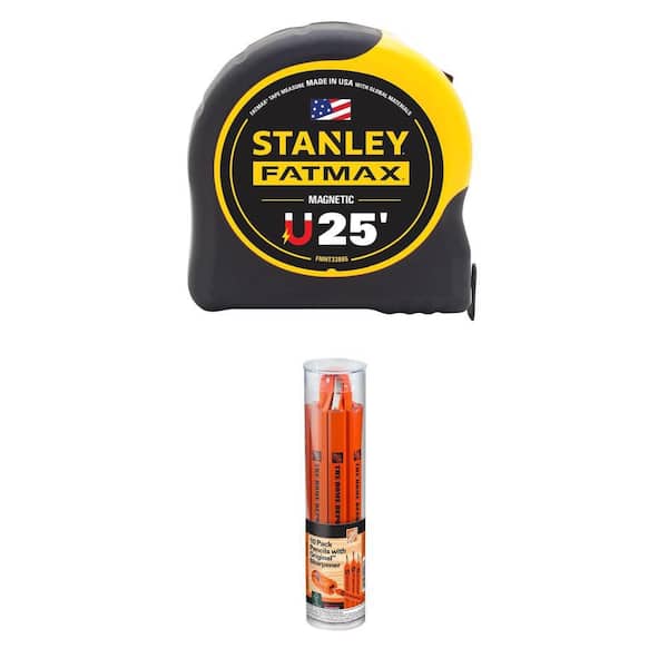 25 ft. FATMAX Magnetic Tape Measure and Carpenter Pencils with Original Sharpener (10-Pack) Combo