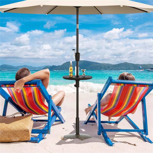 Costway 20 in. Patio Umbrella Table with 1.5 in. Umbrella Hole All