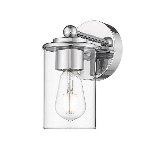 Unbranded Thayer 4.75 in. 3-Light Chrome Wall Sconce with Clear Glass Shade with No Bulbs Included