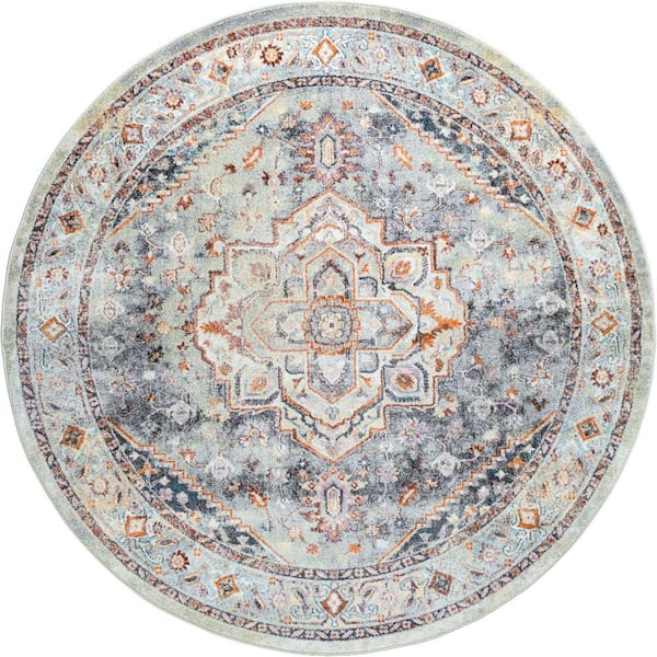 Wakefield Oriental Gray 6 ft. Round Indoor Area Rug