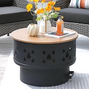 Hanes Gray 4-Piece Wicker Patio Fire Pit Swivel Seating Set with Cushion Guard Black Cushions