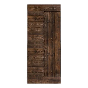 L Series 36 in. x 84 in. Kona Coffee Finished Solid Wood Barn Door Slab - Hardware Kit Not Included