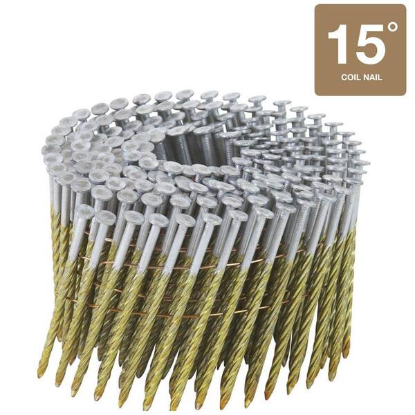 Hitachi 3-1/4 in. x 0.120 in. Full Round-Head Screw Shank Electro Galvanized Wire Coil Framing Nails (4,000-Pack)