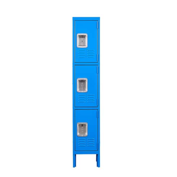 Unbranded 3-Tier Blue Locker Storage Cabinet with 3-Doors
