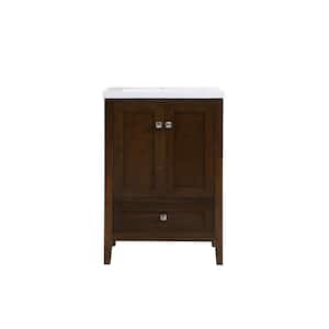 Simply Living 24 in. W x 18 in. D x 34 in. H Bath Vanity in Antique Coffee with White Resin Top
