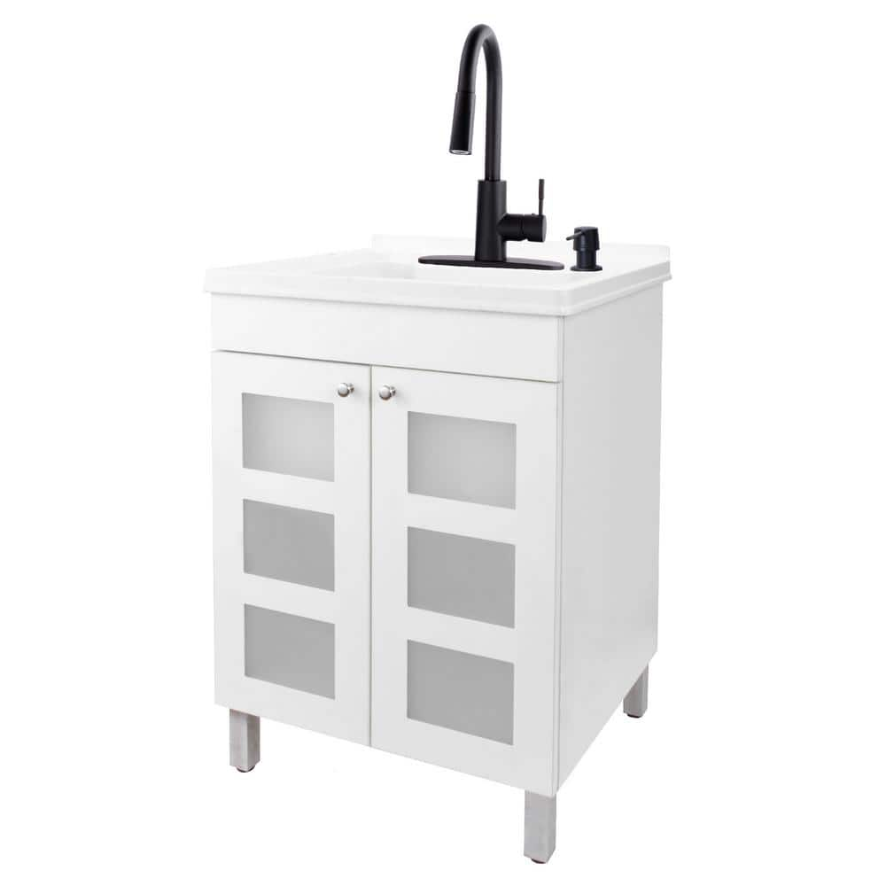 Small Corner Bathroom Vanity Cabinet with Sink and Mirror Cabinet, LED  Mirror w/ Anti-fog, Wall Mounted Utility Washing Hand Basin Design, Laundry  Tub