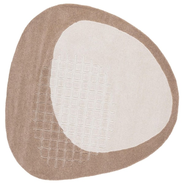 Novelty 5 ft. x 5 ft. Beige/Ivory Two-Tone Solid Specialty Area Rug