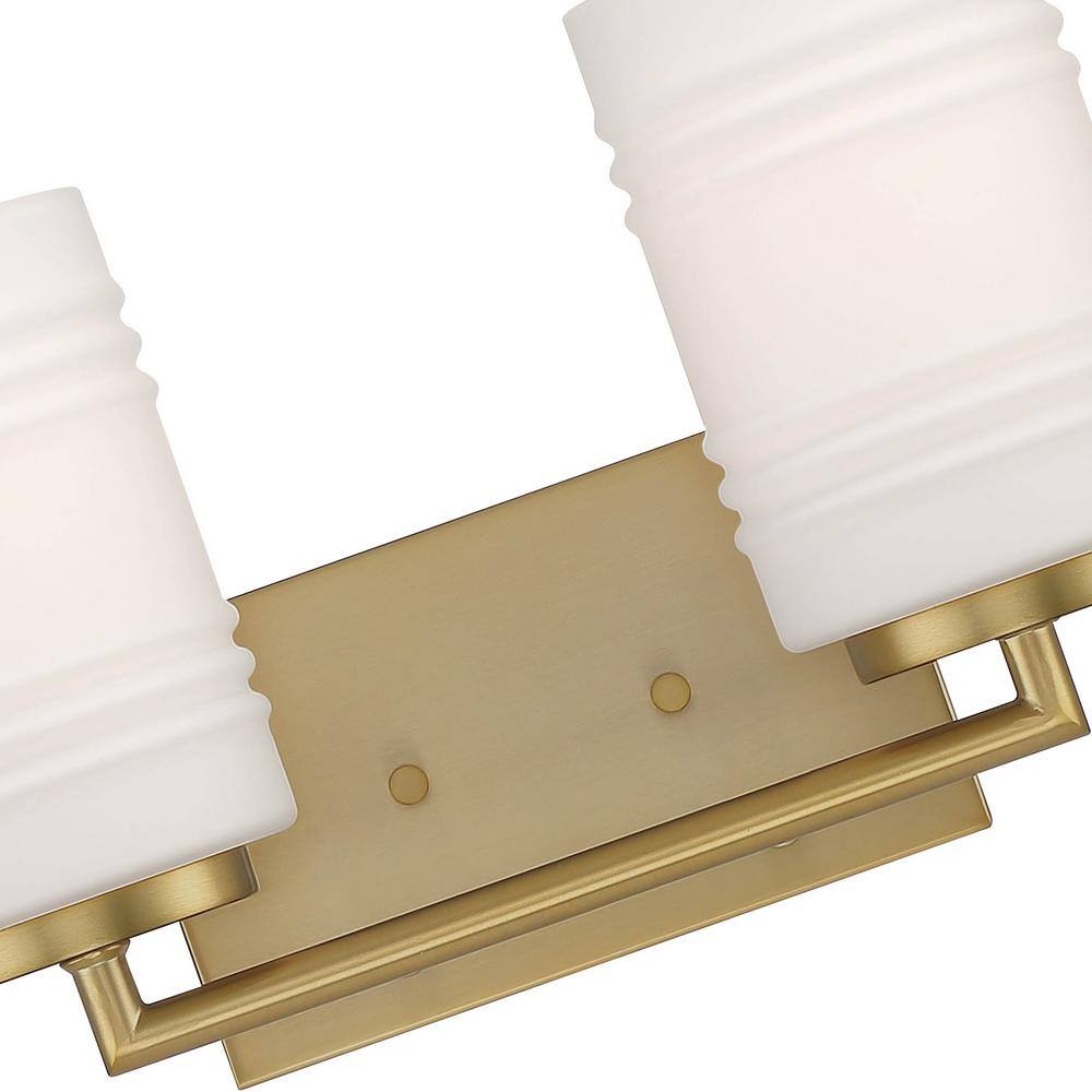 Brushed Gold Dimmable Outdoor Vanity Light with Etched Opal Glass