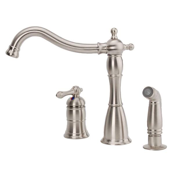 Fontaine Bellver Single-Handle Standard Kitchen Faucet with Side Sprayer in Brushed Nickel