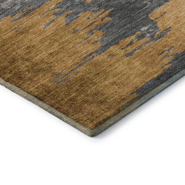 Mayfield Premium Machine Washable Abstract AMF2010 Gold 3 ft. x 4 ft. Area Rug