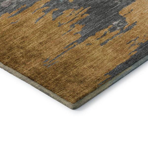 Mayfield Premium Machine Washable Abstract AMF2010 Gold 3 ft. x 5 ft. Area Rug