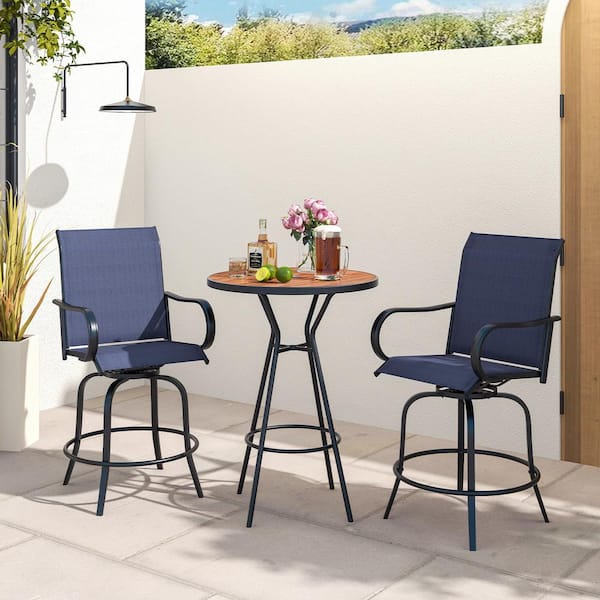 Liviza 360 Rotating Metal Outdoor Bar Stool, Navy (2-Pack)