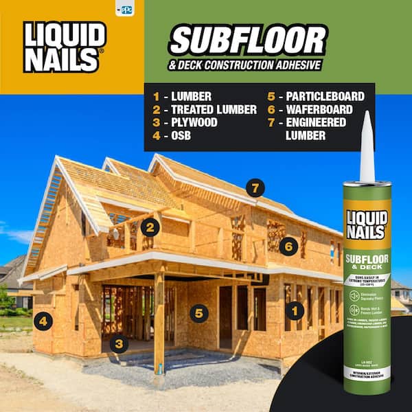 liquid nails drywall subfloor construction adhesive lnp 902 1f 600