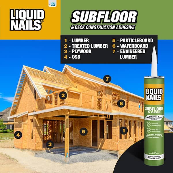 Liquid Nails - Subfloor and Deck 28 oz. Tan Low VOC Construction Adhesive (12-Pack)