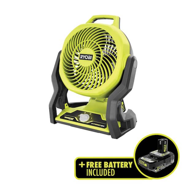 RYOBI ONE+ 18V Cordless Hybrid 7-1/2 in. Fan with 2.0 Ah Lithium-Ion HIGH PERFORMANCE Battery