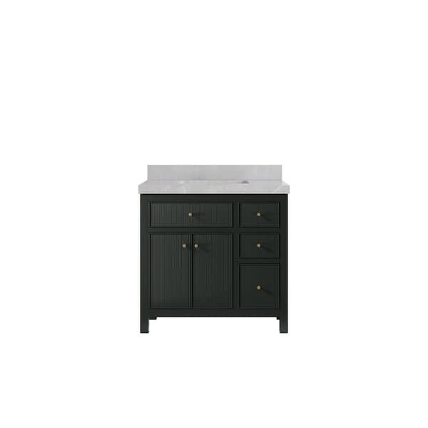 Willow Collections Sonoma 30 in. Single Sink Freestanding Dark Green Bath Vanity with Pearl Gray Qt. Top Unassembled