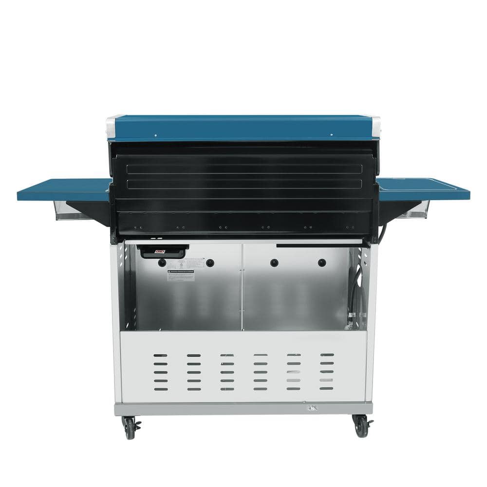 Blue 6-Burner Propane Gas Grill with Side Burner