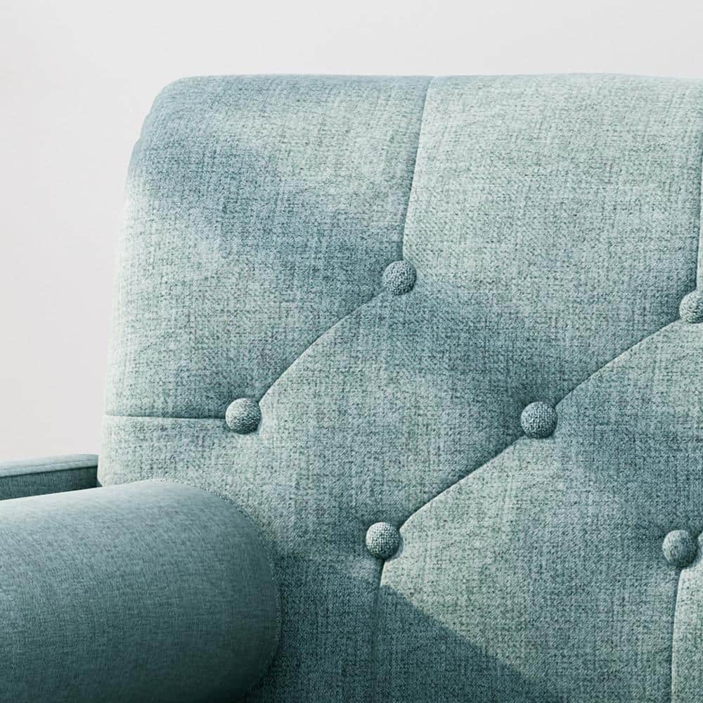 38.25" Blue Handcrafted Mid-Century Upholstered Club Chair
