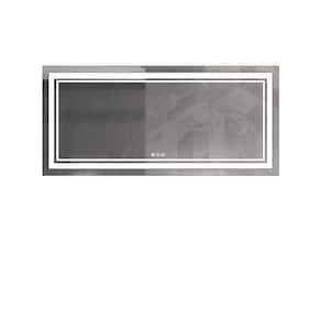 Odele 60 in. W x 28 in. H Large Rectangular Frameless Anti-Fog Wall Mounted Bathroom Vanity Mirror in Silver
