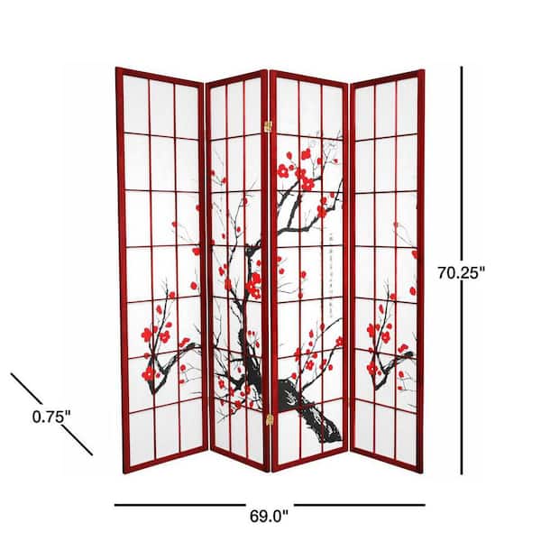 6 ft. Rosewood 4-Panel Room Divider