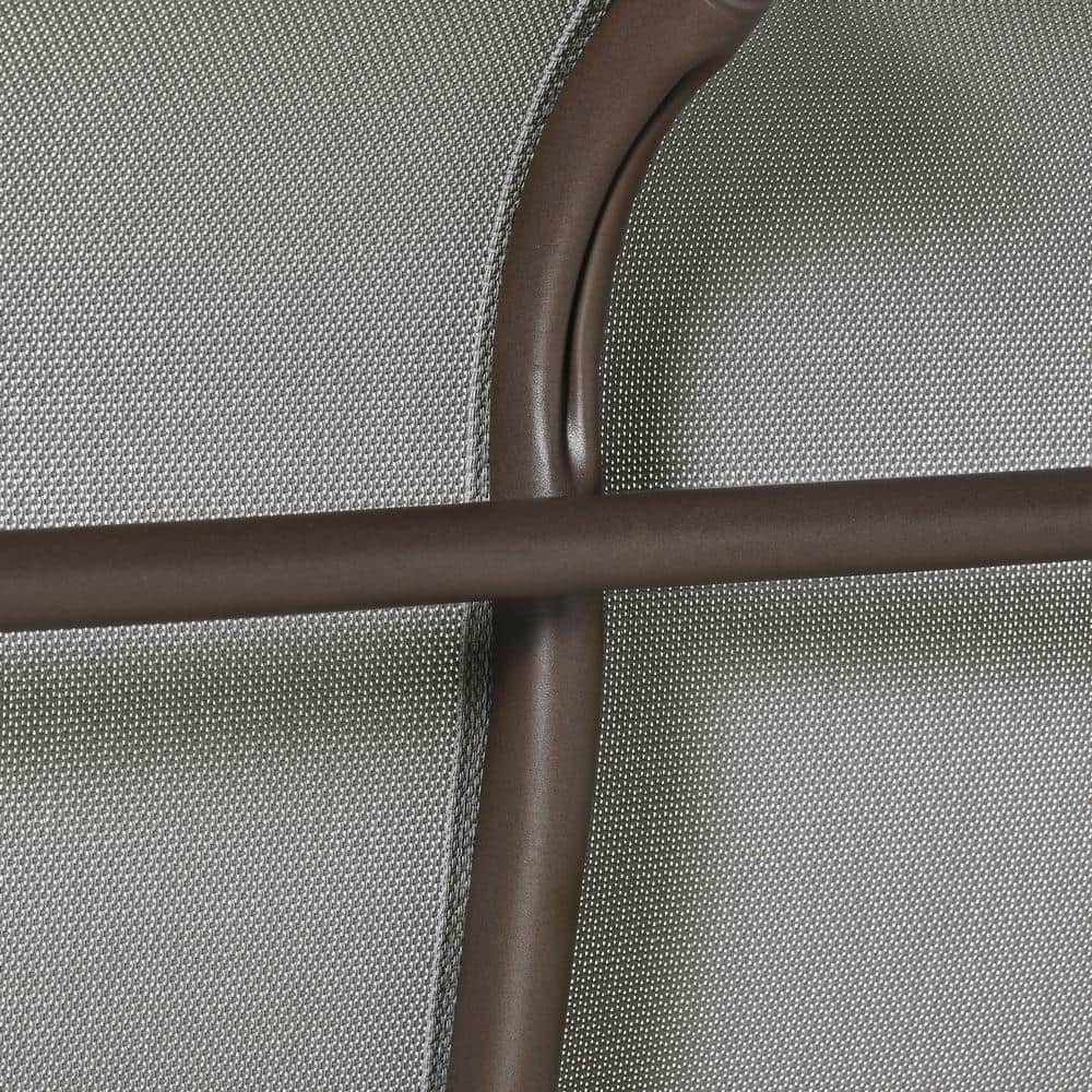 Gray Steel Outdoor Double Glider Bench with Mesh Seat