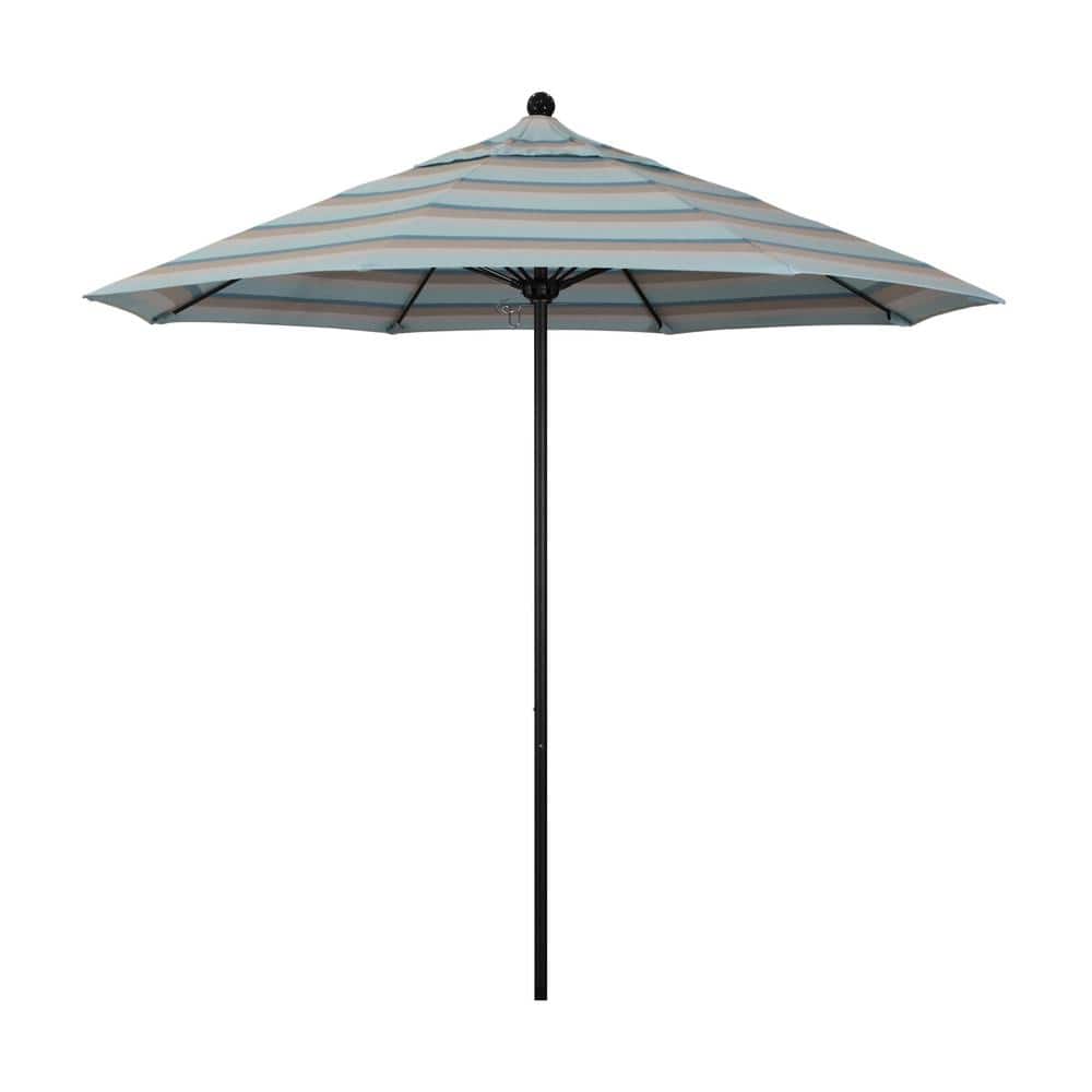 9 ft. Black Aluminum Commercial Market Patio Umbrella with Fiberglass Ribs and Push Lift in Gateway Mist Sunbrella price history on PriceWatchPro