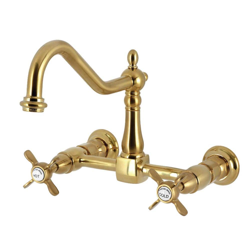 Essex 2-Handle Wall Mount Standard Kitchen Faucet in Brushed Brass price history on PriceWatchPro