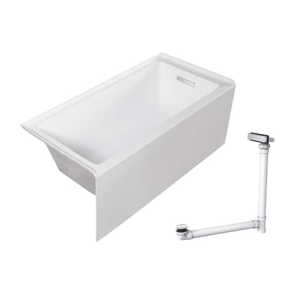 Unity AFR 60 in. x 30 in. Soaking Bathtub with Right Drain in White/Polished Chrome