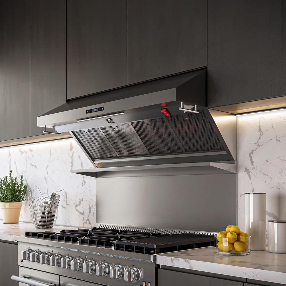 Savona 48" Stainless Steel Wall Mount Range Hood with Hybrid Filters