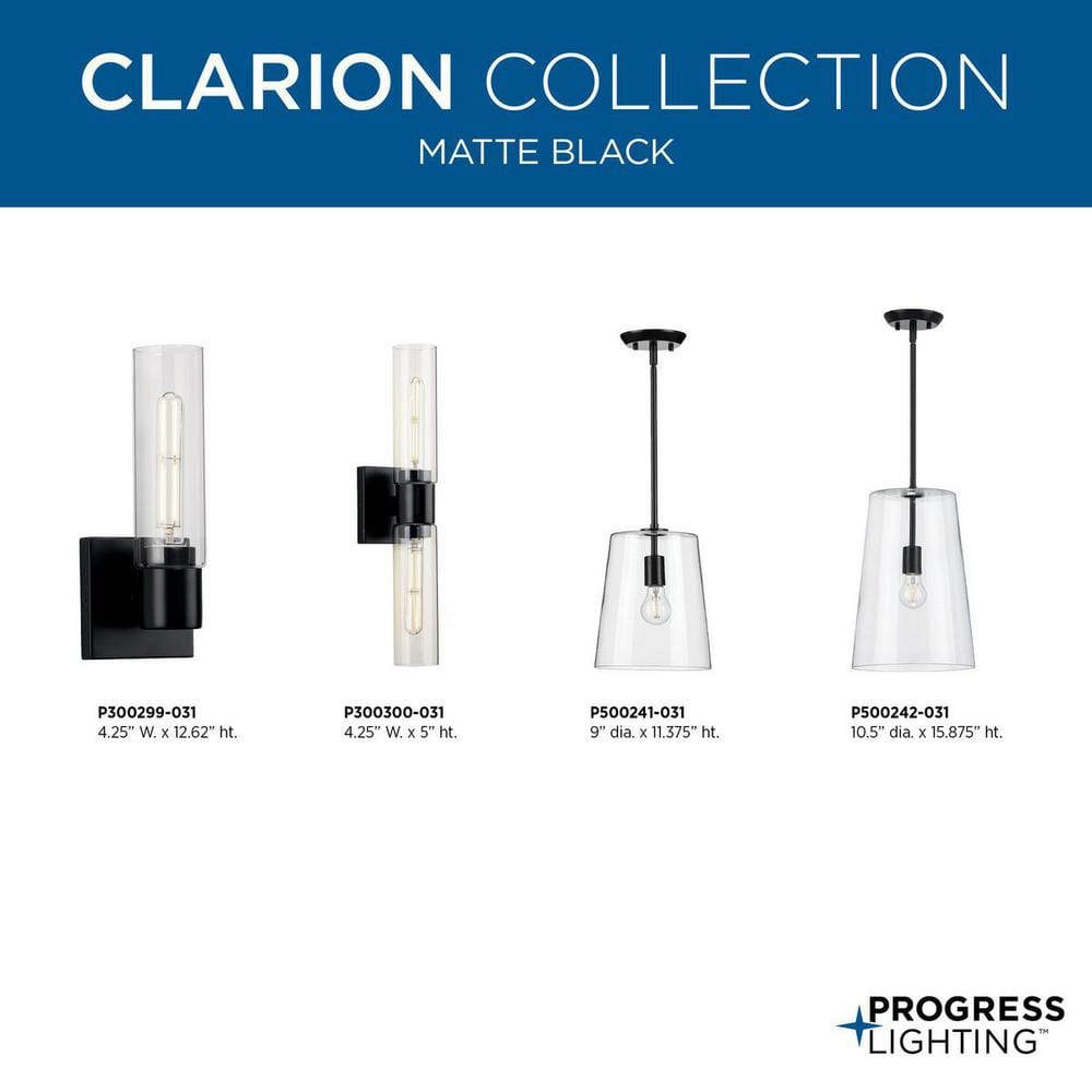 Clarion Matte Black Glass One-Light Pendant