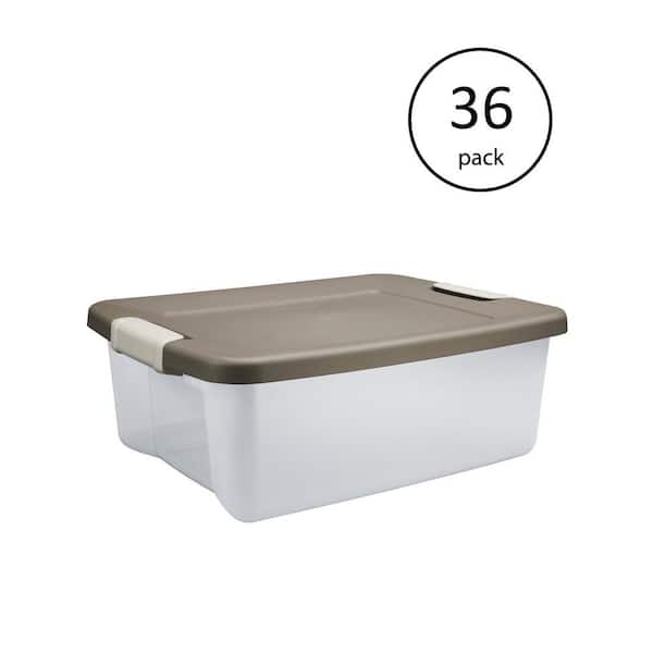 Really Useful Box® 9.51 Qt. Latch Lid Storage Tote, 15.55 x 10.04 x 6.1,  Dove Gray/Green, 4/Pack