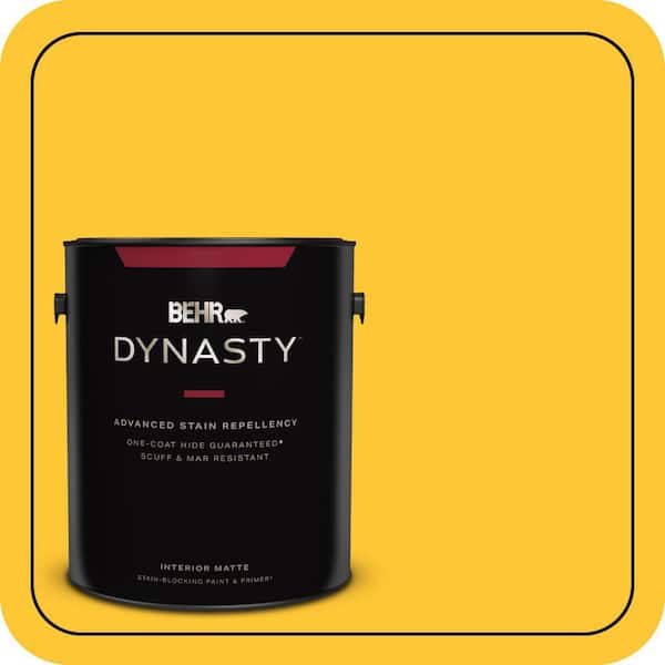 BEHR DYNASTY 1 gal. #330B-7 Sunflower Matte Interior Stain-Blocking Paint & Primer